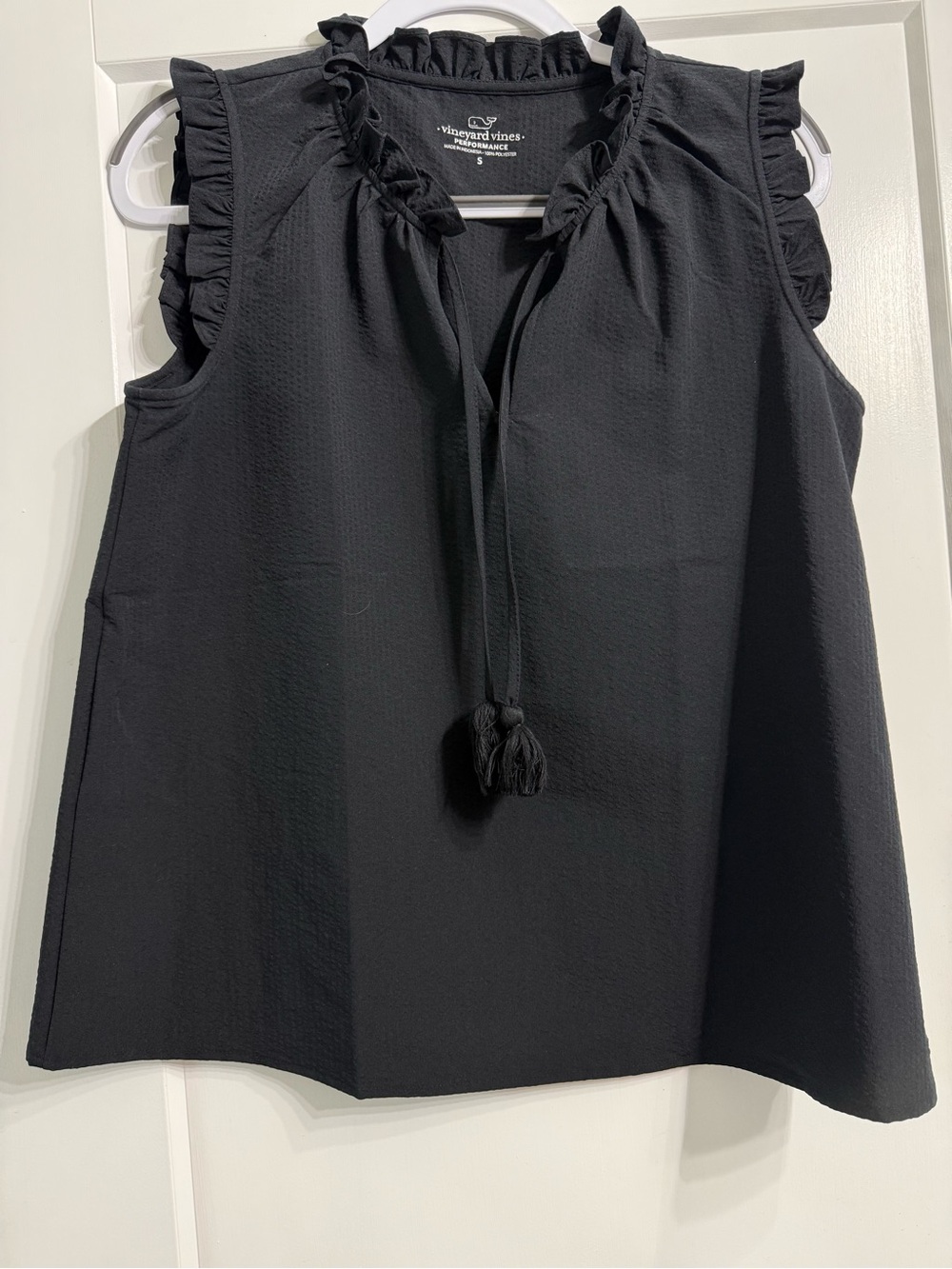 Vineyard Vines Black Ruffle-Tie Sleeveless Camisole